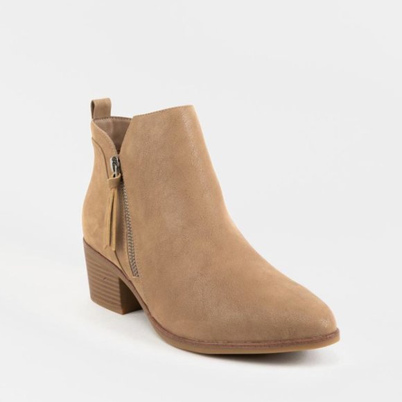 MIA Shoes - MIA Side Zip Stacked Ankle Boot